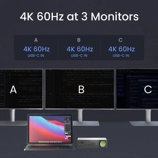 Alt view image 4 of 7 - BenQ beCreatus 13-in-1 USB C Hybrid Dock | Gaming Dock HDMI 2.1 | Dual Source Switch | 4K60Hz on 3 Monitors (Up to 8K60/4K120Hz) | HDR | Dolby | 100W Charging |Windows/Mac/PS5/Xbox/Steam Deck(DP1310)