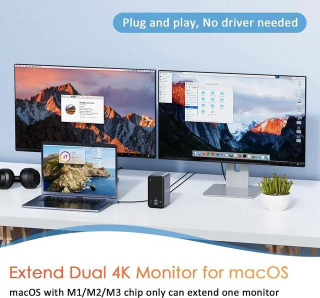 Alt view image 2 of 7 - USB C Docking Station Dual Monitor for MacBook Pro, 15 in 2 USB C Laptop Docking Station Dual Monitor HDMI for MacBook Pro/Air with 2 4K HDMI Display, 6 USB A,USB C, SD&Micro SD,LAN, 87W PD 3.0