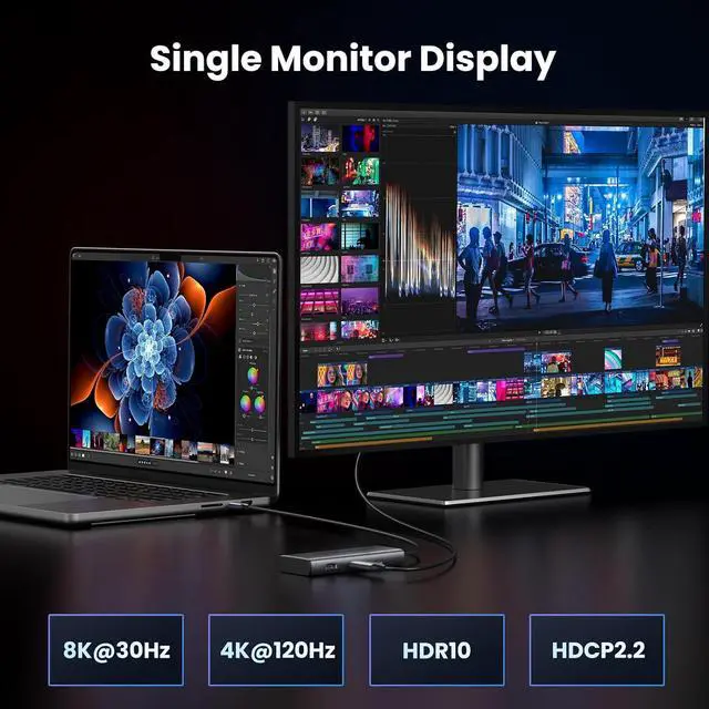 Alt view image 5 of 7 - UGREEN Revodok 206 Docking Station Dual Monitor 6 in 1 USB C Dock Dual HDMI 4K@60Hz Single 8K@30Hz 100W PD 5Gbps USB C and USB A Data Ports USB C Hub for  XPS, ThinkPad and More