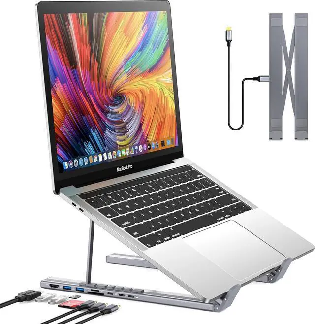 Main image of USB C Laptop Docking Station Stand, USB C Dock Tablet Stand, 7 in 1 USB C Hub with 4K HDMI, 2 USB 3.1, PD 100W, Universal Docking Station for MacBook Pro/Air//HP/Surface/Lenovo, Plug and Play