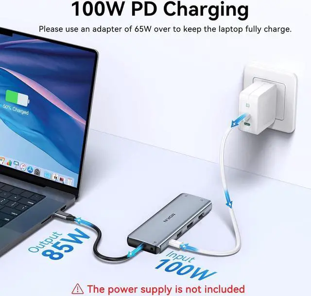 Alt view image 5 of 7 - USB C Docking Station Dual Monitor, Laptop Docking Station 3 Monitors, MOKiN 12-in-1 USB C Dock Hub Multiport Adapter with 4K HDMI+DisplayPort+VGA, 100W PD, 4 USB Ports, Ethernet, SD/TF and Audio