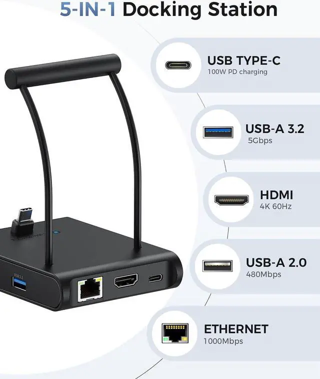 Alt view image 3 of 7 - Cable Matters 5-in-1 iPhone 15 USB C Hub HDMI 4K@60Hz, iPad Docking Station with Gigabit Ethernet, USB-A 3.2 Port, 100W PD Charging, USB C Hub Stand for iPhone 15 Pro Max, iPad Pro, Galaxy S23 Ultra