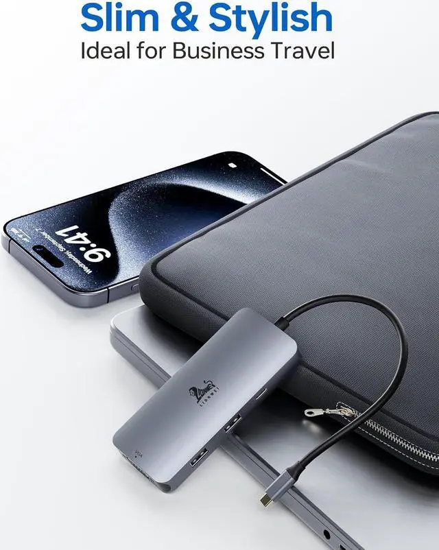 Alt view image 7 of 7 - USB C Docking Station Dual HDMI Adapter, LIONWEI Laptop Docking Station Dual Monitor with Dual 4K HDMI, VGA, Fast Charging Port, 3 USB, USB C Hub Multiport Adapter for Dell, Lenovo, HP, Surface