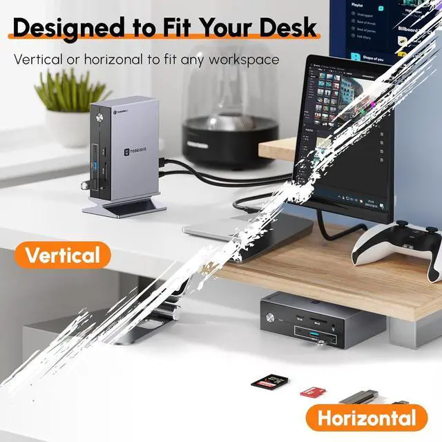 Alt view image 7 of 7 - TobenONE Thunderbolt 4 Dock with Power Adapter, Thunderbolt Certified, Dual/Triple 4K@60Hz Monitor Docking Station for Windows and Mac (40Gbps, HDMI, DP, 6xUSB Ports, SD/TF 4.0, Magnetic Base)