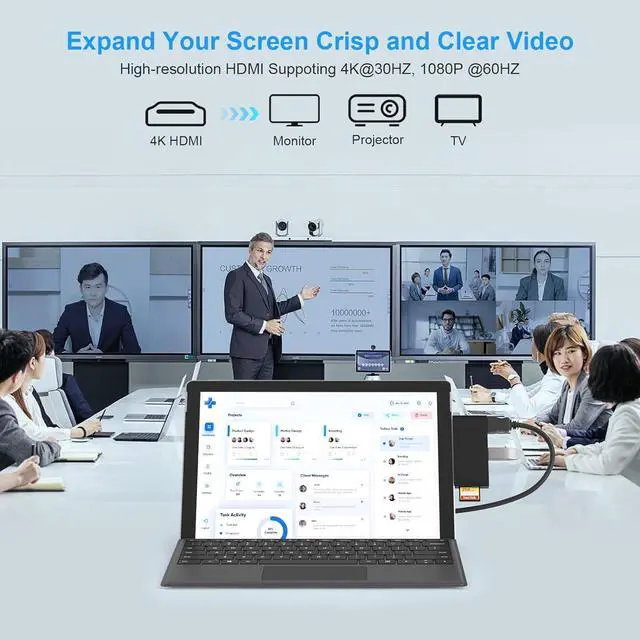 Alt view image 5 of 7 - Surface Pro 6/Pro 5/Pro 4 Docking Station USB Hub with HDMI - Surface Pro 4/5/6 Accessories dongle SD Micro Card Memory Card Readers Dock, Surface Pro 4K HDMI Adapter with 1 x USB3.0 + 2 x USB2.0 Port