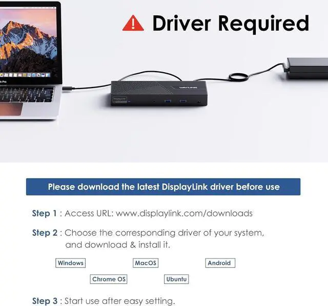 Alt view image 7 of 7 - USB C Docking Station 3 Monitors with 130W Power Delivery, 12-in-1 DisplayLink Dock with Triple Monitors (2*DP, HDMI, 4*Type-A, Type-C, RJ45, Mic/Audio) for Mac Windows
