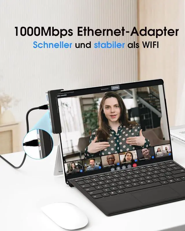 Alt view image 5 of 7 - BYEASY Surface Pro 9 Docking Station, 6-in-2 Microsoft Surface Pro 9 USB-C Hub with 100W PD Charge, 2*USB 3.1, 4K@60Hz HDMI, 1000M Ethernet LAN, TF Card Reader-Designed Expansion Hub for Surface Pro 9