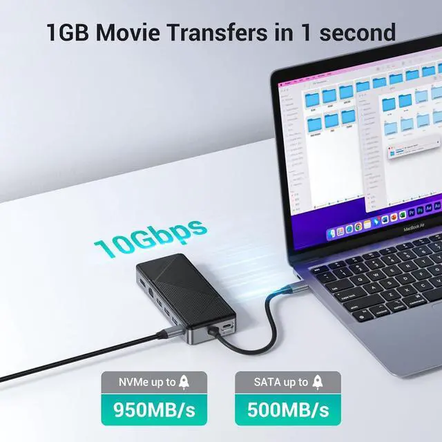 Alt view image 6 of 7 - GM28PR M.2 NVMe SSD Docking Station - 10Gbps Multi Ports USB-C Hub, PD100W, HDMI 4K 60Hz, RJ45 Gigabit Ethernet, M.2 Dock for Laptop Mac, Black