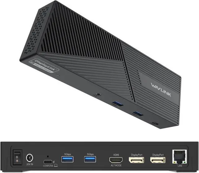 Main image of USB C Docking Station 3 Monitors with 130W Power Delivery, 12-in-1 DisplayLink Dock with Triple Monitors (2*DP, HDMI, 4*Type-A, Type-C, RJ45, Mic/Audio) for Mac Windows