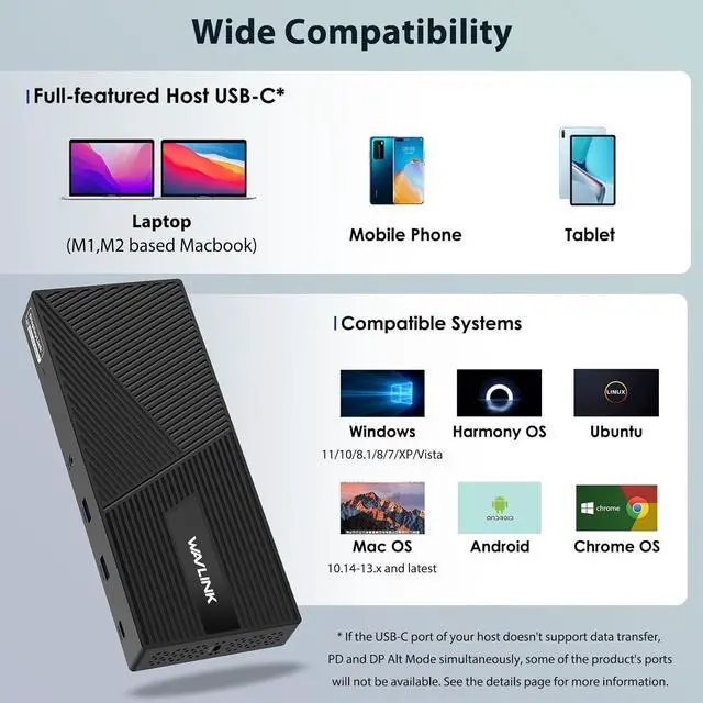 Alt view image 5 of 7 - USB C Docking Station 3 Monitors with 130W Power Delivery, 12-in-1 DisplayLink Dock with Triple Monitors (2*DP, HDMI, 4*Type-A, Type-C, RJ45, Mic/Audio) for Mac Windows