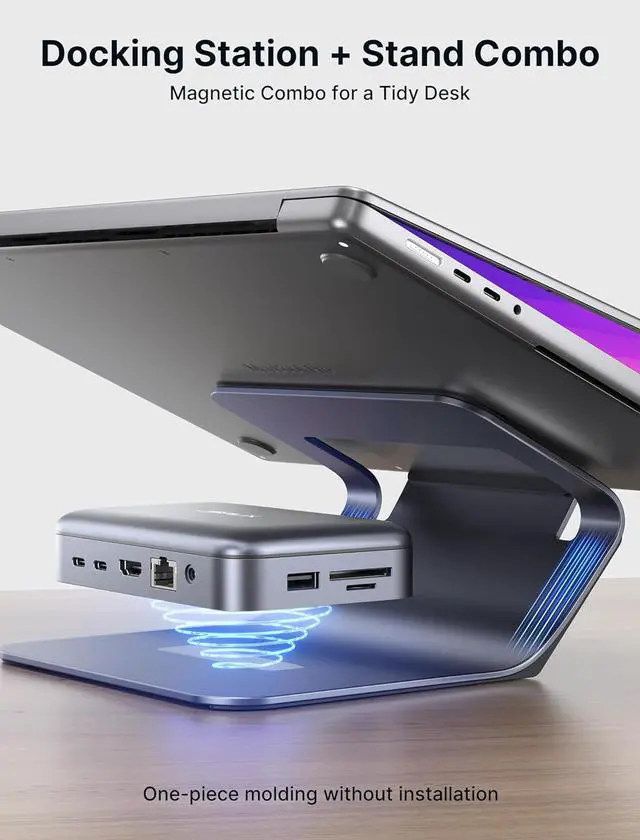 Alt view image 5 of 7 - JSAUX Docking Station & Laptop Stand, 10 in 1 USB-C Docking Station, Laptop Docking Station with 4K HDMI, 100W PD, USB 3.0, 1000Mbps LAN, SD/TF, Audio for MacBook/Lenovo//HP/Steam Deck/ROG Ally