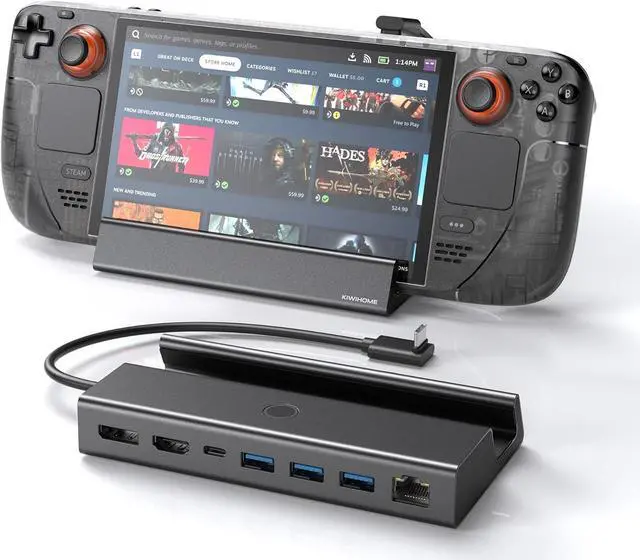 Main image of Docking Station for Valve Steam Deck/OLED, 7-in-1 Charging Dock with 4K@60Hz HDMI / 4K@120Hz DP, Gigabit Ethernet, 3 USB A 3.0, 100W USB C Charging Port and Unique LED Control Button