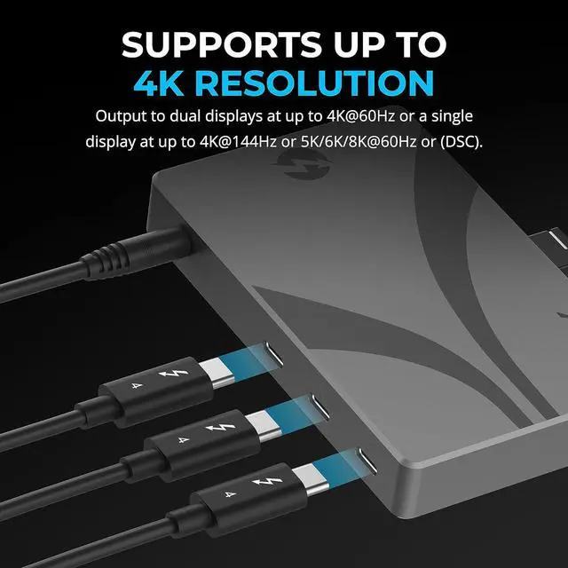 Alt view image 4 of 7 - SABRENT Thunderbolt 4 Hub Computer Accessories, USB C Hub Powered USB, Thunderbolt, USB Port Hub for Mac mini M1, Dual 4K 60Hz or 4K 144Hz, 5K 6K 8K 60Hz DSC, 40Gbps Dock