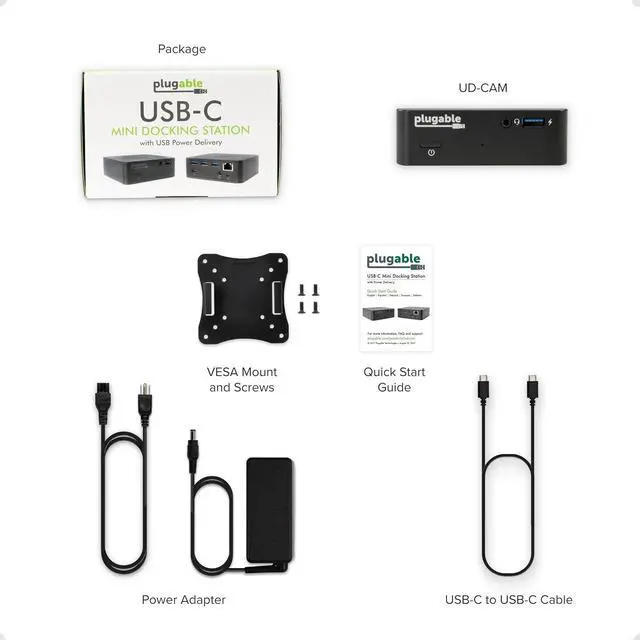 Alt view image 7 of 7 - Plugable USB C Dock VESA Mount Compact with 85W Charging Thunderbolt 4/3 USB4 Compatible and Works with macOS, Windows, and ChromeOS Laptops (HDMI up to 4K@30Hz, Ethernet, 4X USB 3.0 Ports, USB-C PD)
