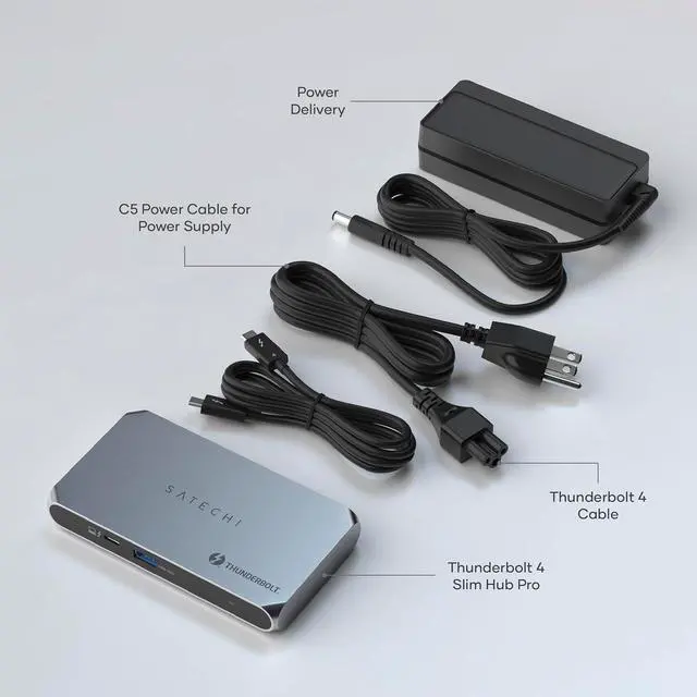 Alt view image 5 of 6 - Satechi Thunderbolt 4 Hub Slim Pro, USB C 96W Charging, Single 8K or Dual 4K Display, 4 Thunderbolt 4 Ports, USB 3.2 Gen2 - for MacBook Pro/Air M1 M2 M3, , HP, Surface, Lenovo