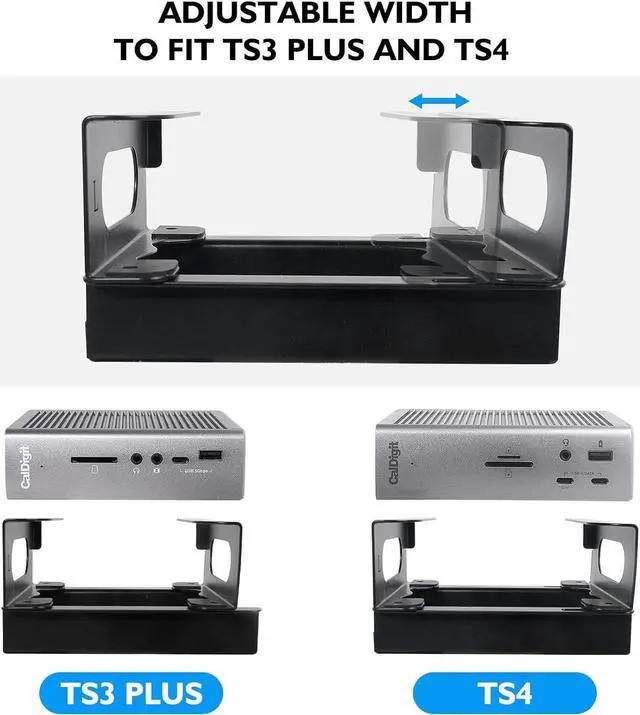 Alt view image 3 of 7 - Under Desk Holder for Thunderbolt 4 Dock/Thunderbolt 3 Dock and Power Cable, Under Desk Iron Storage Rack for TS4 / TS3 Plus, No Drill, Easy Install with All Hardware Included