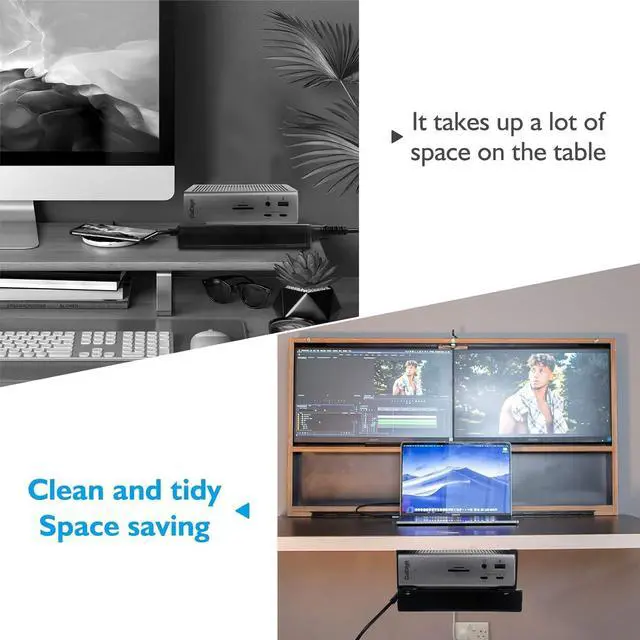 Alt view image 5 of 7 - Under Desk Holder for Thunderbolt 4 Dock/Thunderbolt 3 Dock and Power Cable, Under Desk Iron Storage Rack for TS4 / TS3 Plus, No Drill, Easy Install with All Hardware Included