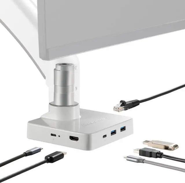 Main image of 5 in 1 Multiport USB C Single Mount Dock for AVLT-DM42-1 and AVLT-DM40-1, USB-C Docking Station, HDMI 4K60Hz, USB-A 5Gbps, Ethernet, 100W PD - White