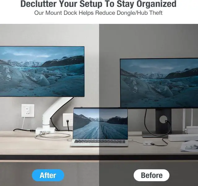 Alt view image 5 of 7 - 5 in 1 Multiport USB C Single Mount Dock for AVLT-DM42-1 and AVLT-DM40-1, USB-C Docking Station, HDMI 4K60Hz, USB-A 5Gbps, Ethernet, 100W PD - White