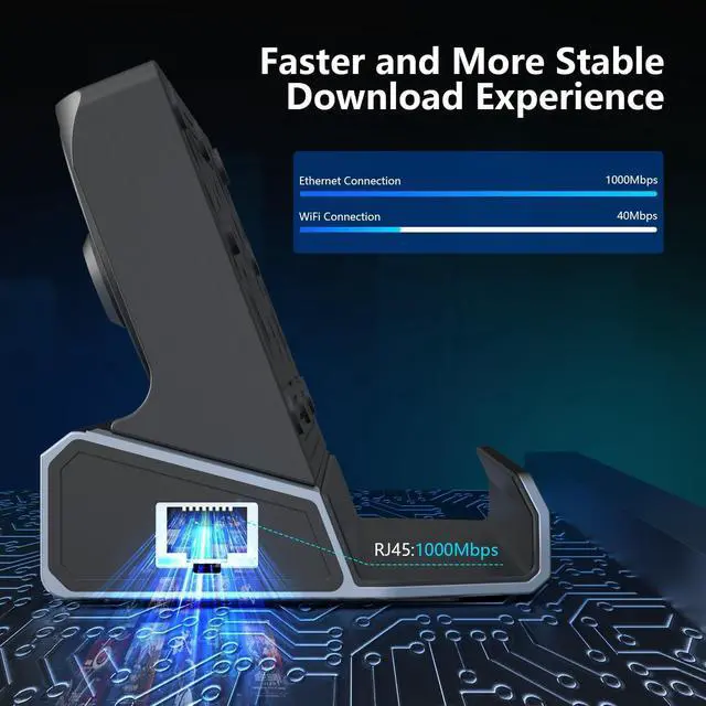 Alt view image 6 of 6 - Dual Cooling Fans Multi Monitor 14 in 1 Steam Deck Docking Station with 4K@60 Hz,DP1.2,VGA 1080P 6 USB A,1000Mbps,Type C 100W PD, 40Gbps Adapter for Steam Deck/Rog Ally/Switch/Legion Go