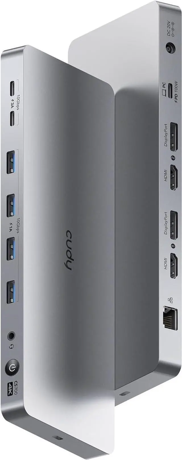 Main image of Cudy 13-in-1 DisplayLink Dual 4K Universal USB C Docking Station, 10Gbps USB-C, 2 HDMI Ports, 2 Display Ports, 4K 60Hz, 1000Mbps RJ45 Port, 100 Watts PD, 150 Watts PSU, CS700