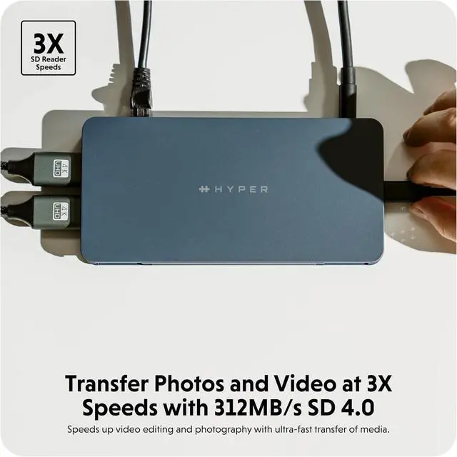 Alt view image 7 of 7 - HyperDrive Next 10 Port Business Class USB C Docking Station for PC/Mac/Chromebook, Pro-Grade 2X File Transfer w/ 10Gbps, 3X Fast Photo/Video Transfer w/SD 4.0, Charges w/ 100W PD Power
