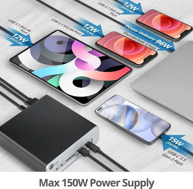 Alt view image 6 of 7 - SIIG 8K Thunderbolt 3 Laptop Docking Station, Dual M.2 NVMe Slot, 96W PD Charging, DisplayPort 1.4 SD Card Reader, 2X USB 10G Ports, 2X USB 5G Ports, Gigabit Ethernet, TAA Compliant (JU-DK0K11-S1)