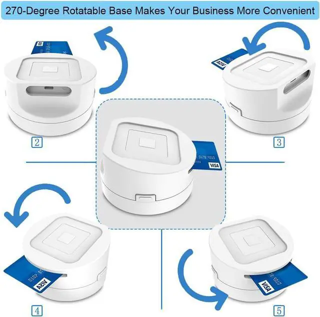 Alt view image 2 of 7 - Dock for Square Reader - Compatible with 1st and 2nd Generation Square Reader, Elegant White Case, Anti-Sleep Feature, Includes 1.5m Cable - Stylish and Functional, Blue.