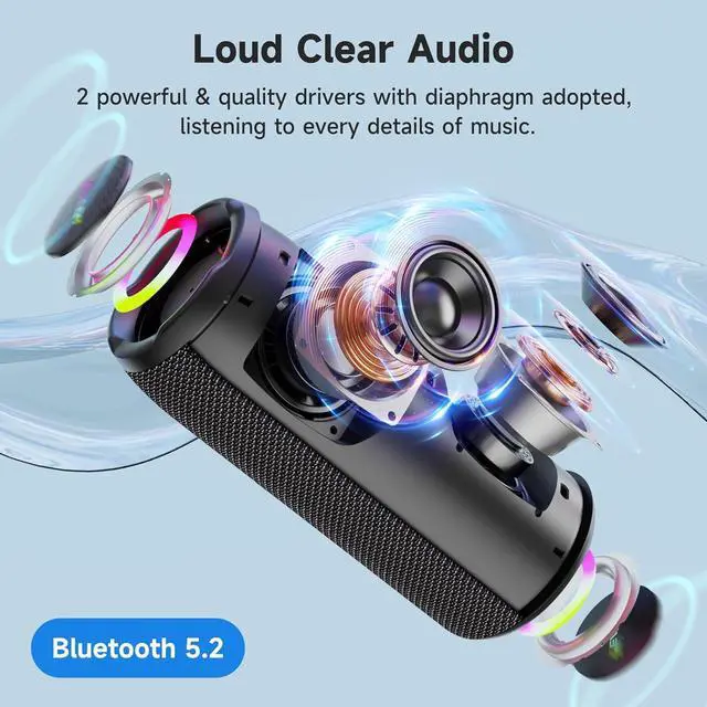 Alt view image 2 of 6 - ZEALOT Portable Bluetooth Speaker, Speakers Bluetooth Wireless, Outdoor Speaker Waterproof, IPX6, 40W Loud Stereo Sound Deep Bass, Long Playtime,USB/TF/AUX, Speaker for Phone, Beach, Hiking-Black