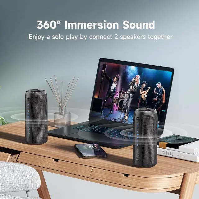 Alt view image 3 of 6 - ZEALOT Portable Bluetooth Speaker, Speakers Bluetooth Wireless, Outdoor Speaker Waterproof, IPX6, 40W Loud Stereo Sound Deep Bass, Long Playtime,USB/TF/AUX, Speaker for Phone, Beach, Hiking-Black