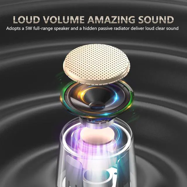 Alt view image 5 of 7 - INSMY Small Bluetooth Speaker, Waterproof Mini Portable Wireless Speaker, Punchy Bass Rich Audio Stereo Pairing, Handheld Pocket Size,Built in Mic for Hiking Biking Gift Laptop Tablet (Gold)