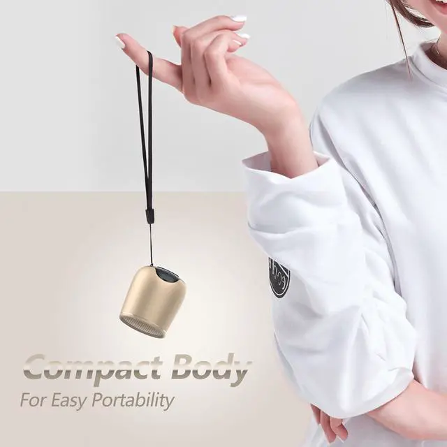 Alt view image 4 of 7 - INSMY Small Bluetooth Speaker, Waterproof Mini Portable Wireless Speaker, Punchy Bass Rich Audio Stereo Pairing, Handheld Pocket Size,Built in Mic for Hiking Biking Gift Laptop Tablet (Gold)