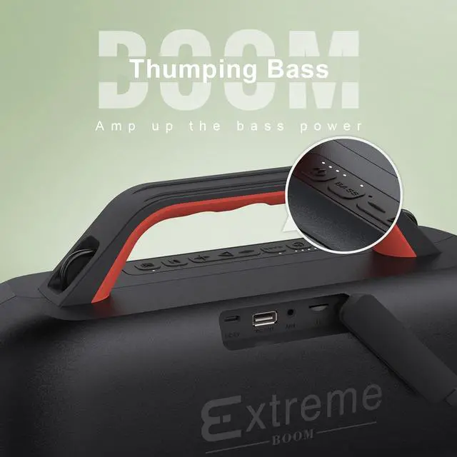 Alt view image 3 of 7 - DOSS Extreme Boom Bluetooth Outdoor Speaker with 60W Mighty Sound, Deep Bass, 30H Playtime, USB-C, Bluetooth 5.3, IPX6 Waterproof with Portable Strap for Camping, Beach, Garage-Orange