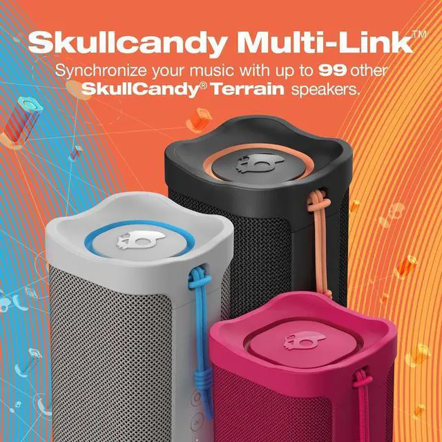 Alt view image 6 of 7 - Skullcandy Terrain XL Wireless Bluetooth Speaker - IPX7 Waterproof Portable Speaker, 18 Hour Battery, Nylon Wrist Wrap, True Wireless Stereo