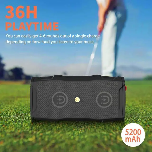Alt view image 4 of 7 - Golf Cart Speaker, 36H Playtime, 30W Stereo Sound IPX7 Magnetic Bluetooth Speaker with Bicycle Mount, Hook & Light Design, Golf Cart Accessories