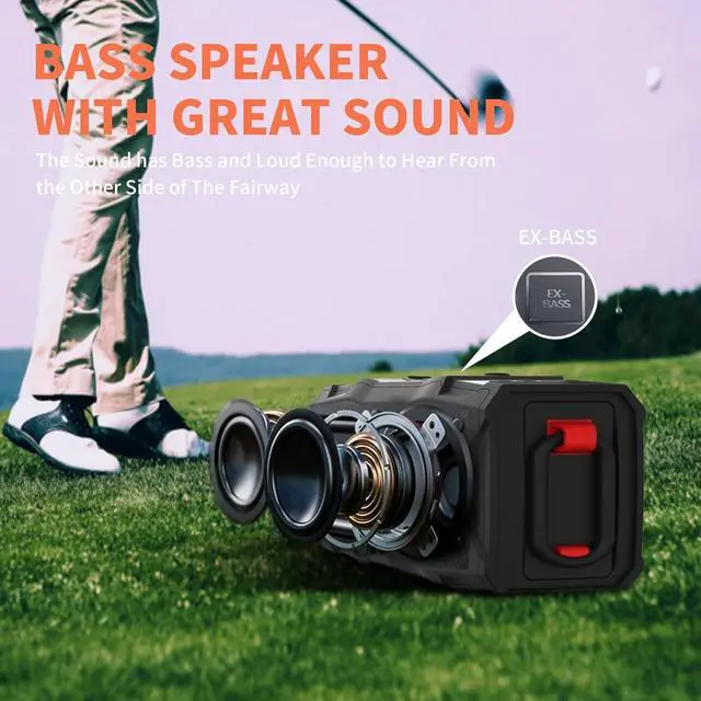 Alt view image 3 of 7 - Golf Cart Speaker, 36H Playtime, 30W Stereo Sound IPX7 Magnetic Bluetooth Speaker with Bicycle Mount, Hook & Light Design, Golf Cart Accessories