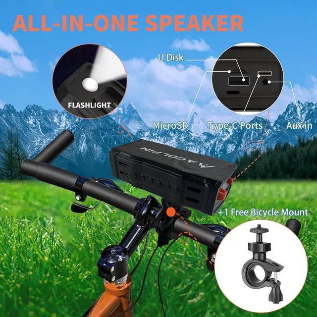 Alt view image 6 of 7 - Golf Cart Speaker, 36H Playtime, 30W Stereo Sound IPX7 Magnetic Bluetooth Speaker with Bicycle Mount, Hook & Light Design, Golf Cart Accessories