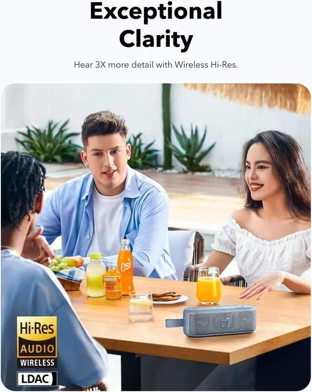 Alt view image 3 of 7 - Soundcore Motion 100 Portable Speaker, Bluetooth Speaker with Wireless Hi-Res, 2 Full Range Drivers for Stereo Sound, Ultra-Portable Design for Outdoor Use, Customizable EQ, Punchy Bass, and IPX7