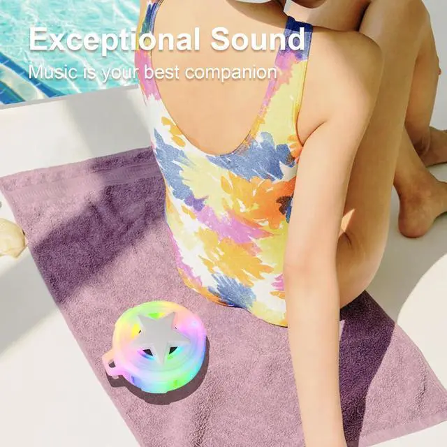 Alt view image 3 of 7 - EBODA Bluetooth Shower Speaker, IP67 Waterproof Portable Speakers, Floating, TF Card, Small Outdoor Speaker with LED Light, True Wireless Stereo for Bike, Beach, Paddle Board, Kayak, Pool, Gifts