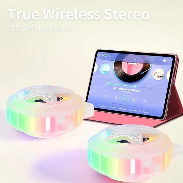 Alt view image 4 of 7 - EBODA Bluetooth Shower Speaker, IP67 Waterproof Portable Speakers, Floating, TF Card, Small Outdoor Speaker with LED Light, True Wireless Stereo for Bike, Beach, Paddle Board, Kayak, Pool, Gifts