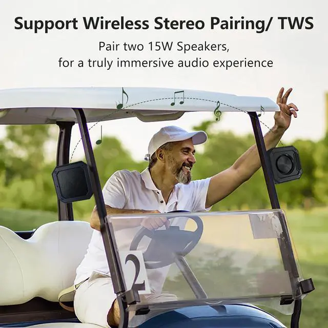 Alt view image 5 of 7 - Golf Speaker, Golf Cart Speakers Bluetooth, Portable Bluetooth Speaker - Magnetic, 15W Loud with Bass, Outdoor IPX7 Waterproof Bluetooth Speaker, Wireless Speaker, Golf Cart Accessories
