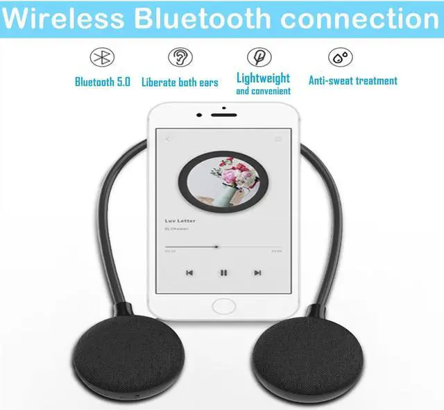 Alt view image 2 of 6 - Neckband Bluetooth Speaker - EBS-906, Bluetooth 5.0, Built-in mic, 10H Playtime, Portable Wireless Wearable Speaker (Black)