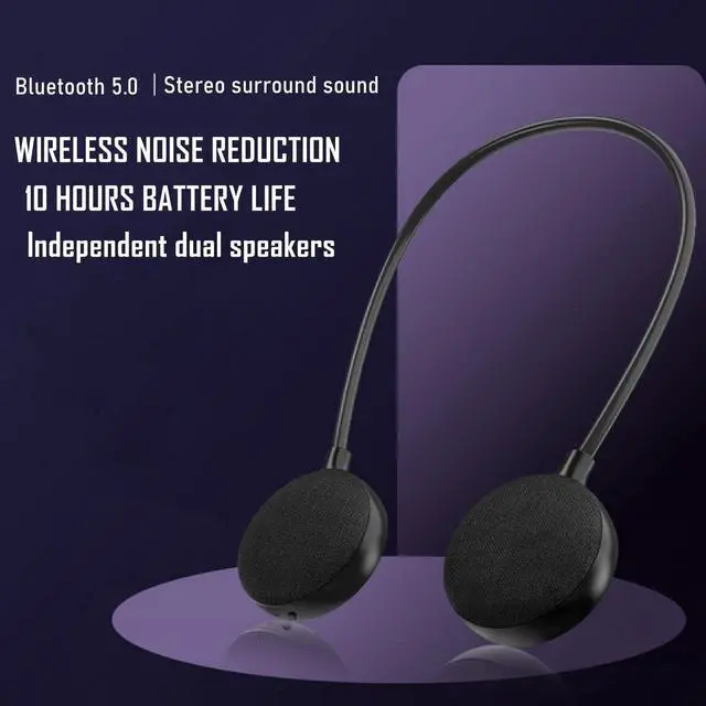 Alt view image 3 of 6 - Neckband Bluetooth Speaker - EBS-906, Bluetooth 5.0, Built-in mic, 10H Playtime, Portable Wireless Wearable Speaker (Black)
