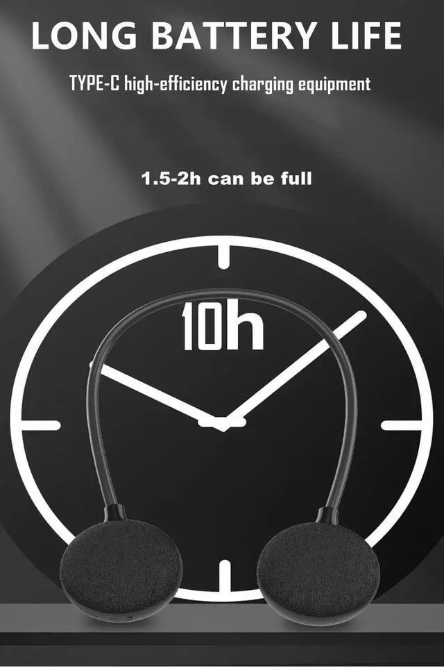 Alt view image 5 of 6 - Neckband Bluetooth Speaker - EBS-906, Bluetooth 5.0, Built-in mic, 10H Playtime, Portable Wireless Wearable Speaker (Black)
