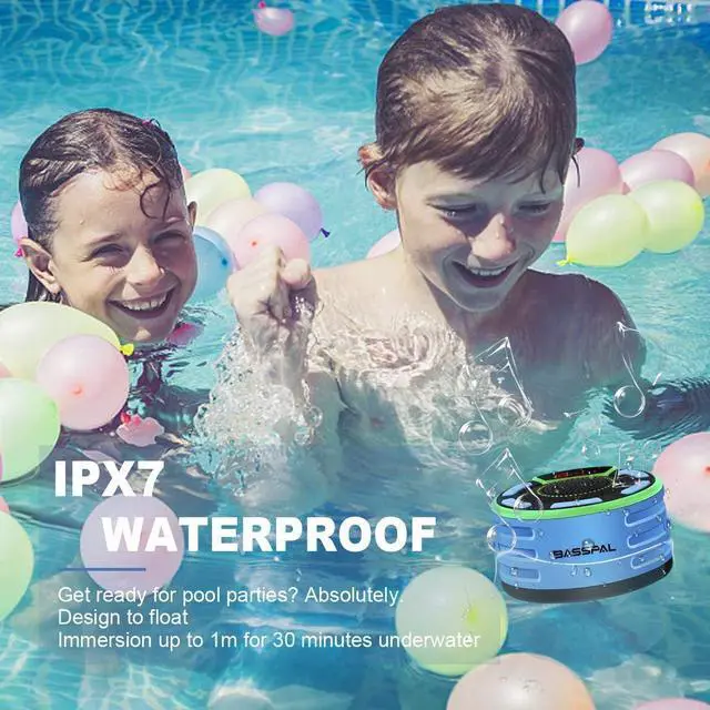 Alt view image 2 of 7 - IPX7 Waterproof Speaker, BassPal Bluetooth Portable Wireless Shower Speakers with LED Display, FM Radio, Suction Cup, Light Show, TWS, Loud Stereo Sound for Pool Beach Home Party Travel Outdoors