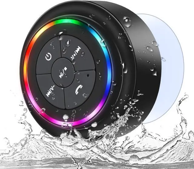 Main image of Bluetooth Shower Speaker, Portable Bluetooth Wireless Waterproof Speaker for Pool, Floating IP67 LED Light Bathroom Speaker with Suction Cup for Camping Beach, Valentines Electronic Gifts