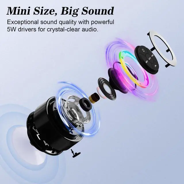 Alt view image 4 of 7 - Bluetooth Shower Speaker, Portable Bluetooth Wireless Waterproof Speaker for Pool, Floating IP67 LED Light Bathroom Speaker with Suction Cup for Camping Beach, Valentines Electronic Gifts