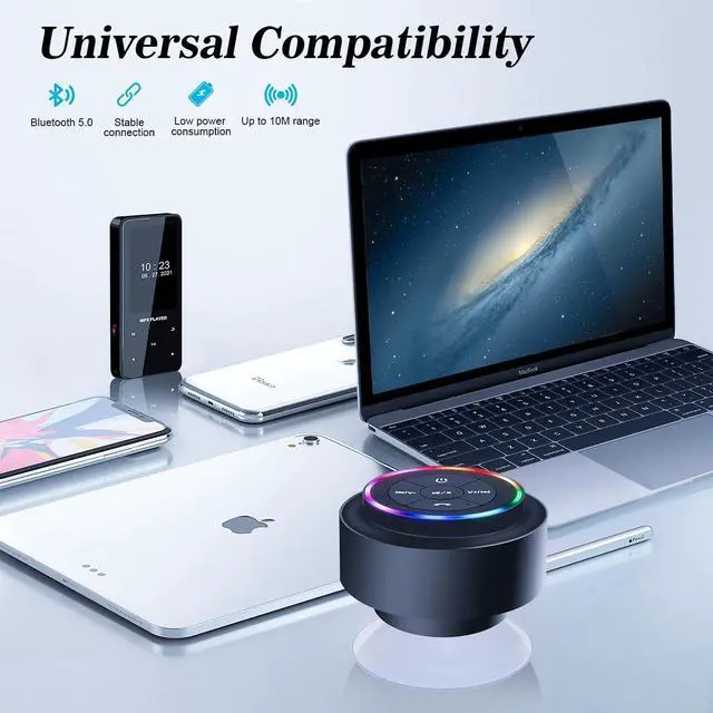 Alt view image 6 of 7 - Bluetooth Shower Speaker, Portable Bluetooth Wireless Waterproof Speaker for Pool, Floating IP67 LED Light Bathroom Speaker with Suction Cup for Camping Beach, Valentines Electronic Gifts