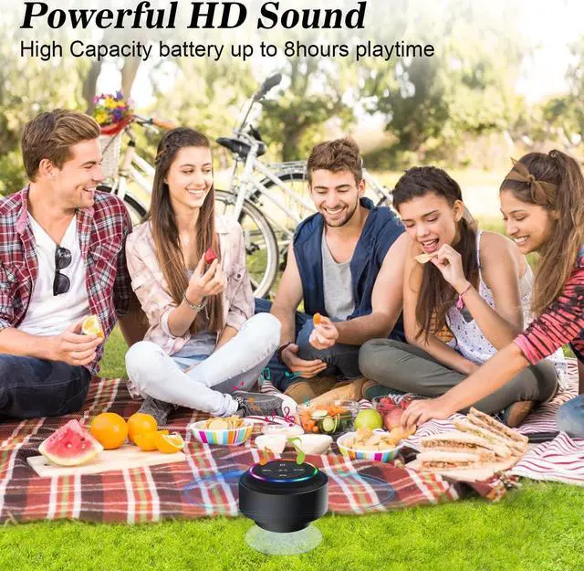 Alt view image 7 of 7 - Bluetooth Shower Speaker, Portable Bluetooth Wireless Waterproof Speaker for Pool, Floating IP67 LED Light Bathroom Speaker with Suction Cup for Camping Beach, Valentines Electronic Gifts