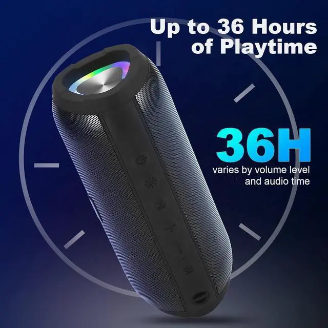 Alt view image 3 of 7 - Bluetooth Speakers, Portable Bluetooth Speaker Wireless with 20W Loud Stereo Sound, TWS Pairing for Outdoor, IPX6 Waterproof Shower Speakers, 36H Playtime, Built-in Mic Radio Mode RGB Lights Speakers